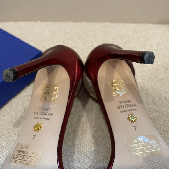NEW Stuart Weitzman Nudistcurve Nudist Sandal Pump Red Metallic Leather Size 7 - Picture 11 of 13